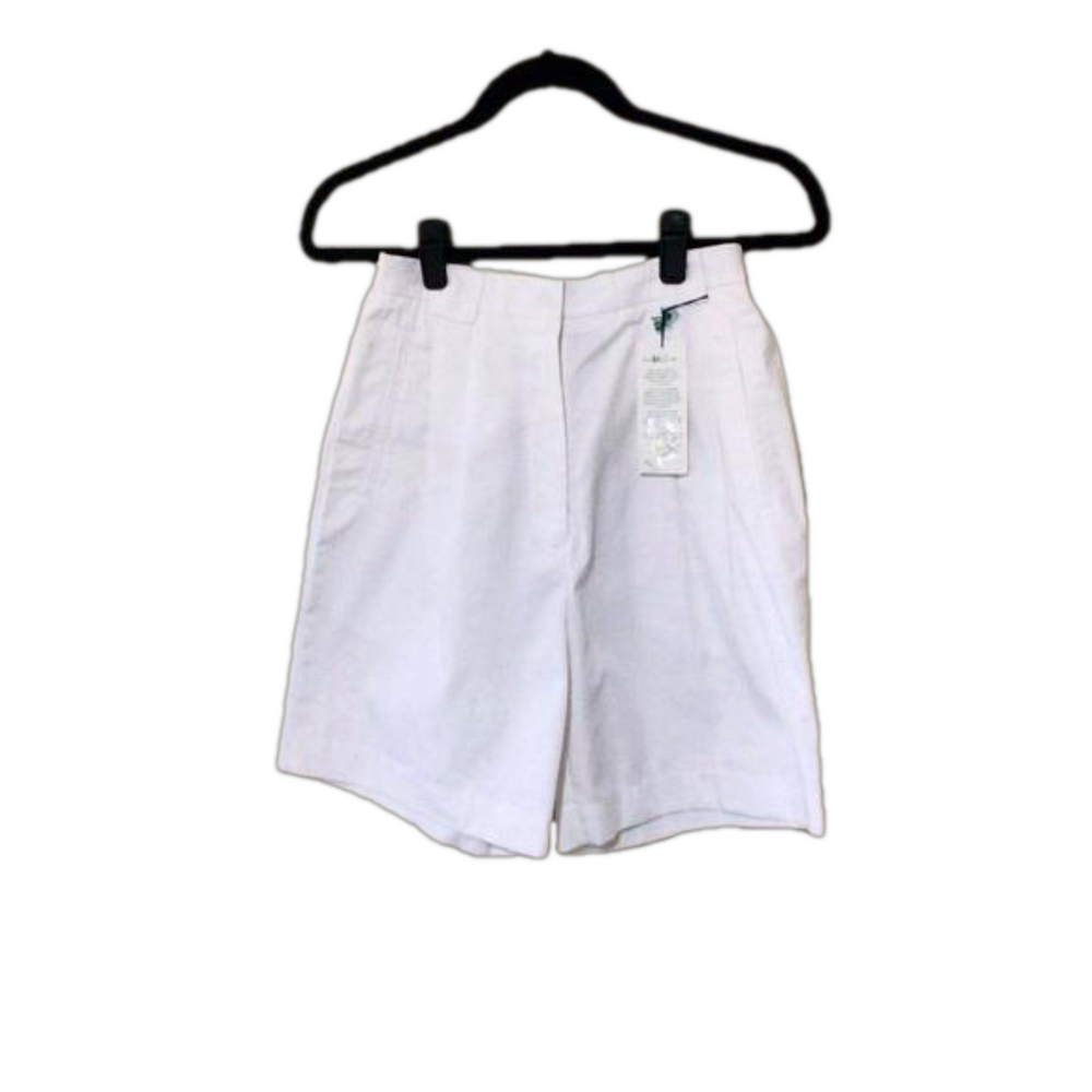 NEW Izod Club White Pleated High Rise Golf Shorts 6 Preppy Minimalist